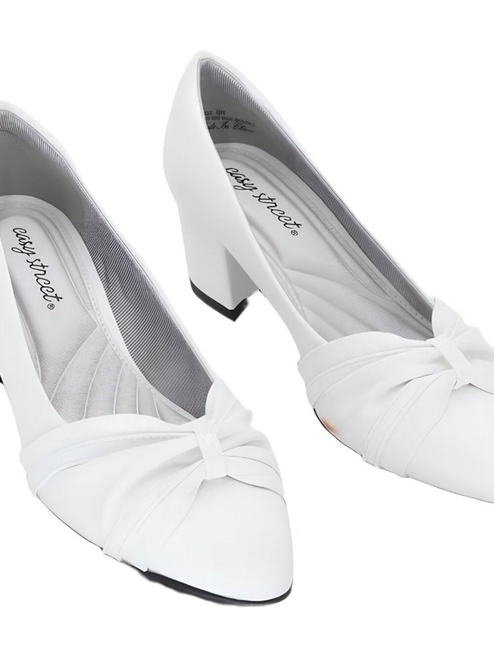 Easy Street Women's Millie Pointed Toe Block Heel Pumps White Size 8.5 N